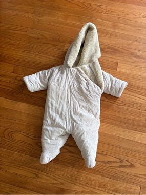Bonpoint‎ Cream Hooded Sherpa-Lined One-Piece Snowsuit 6M